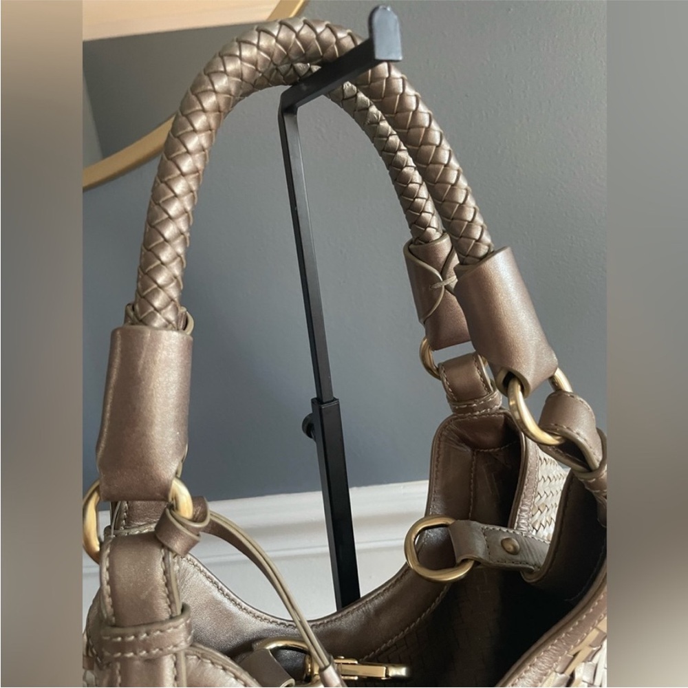 Cole Haan purse bag, satchel, metallic earthtones, new trending braided handles - Picture 7 of 14